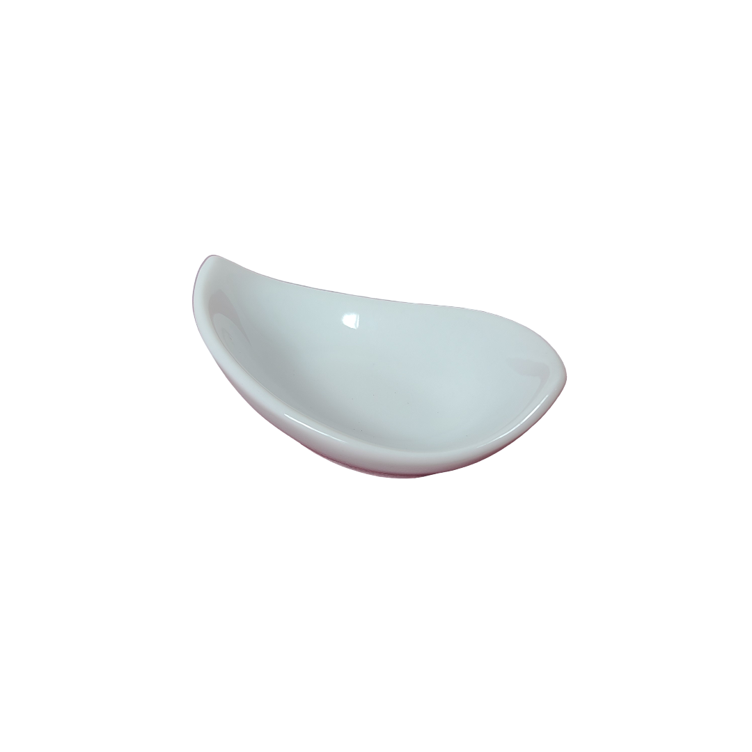 6023 Verrine porcelaine blanc mini saucière vague 9x5 h3,5 contenance 1,5 cl